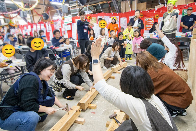 新築・注文住宅・リフォームなら鳥取県米子市の地元工務店、小田原工務店にお任せください。第27回お客様感謝祭の釘打ちの画像