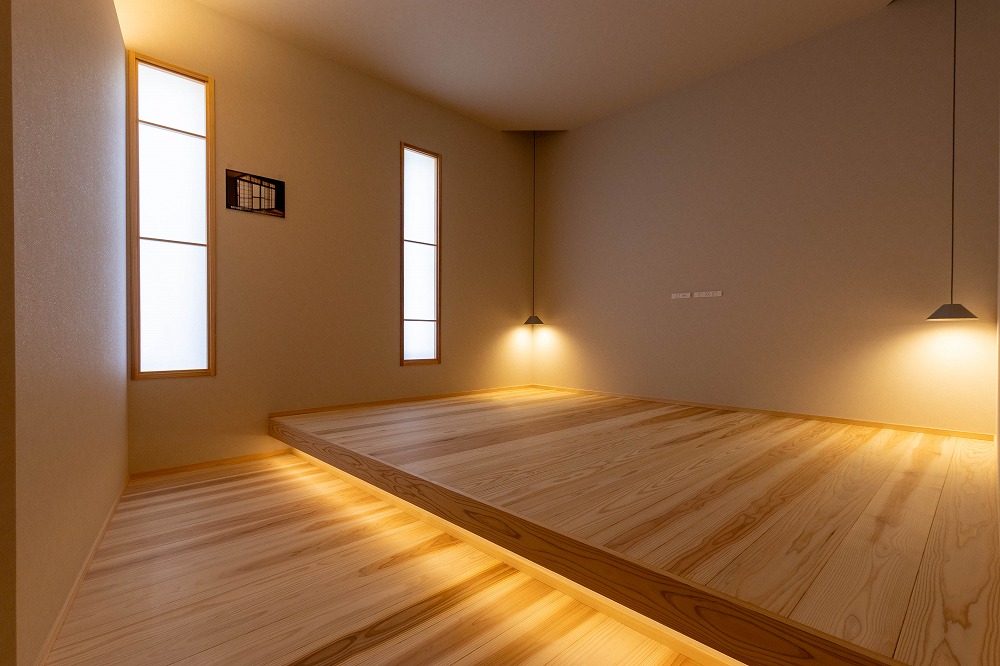 新築・注文住宅・リフォーム・リノベーションなら鳥取県米子市の地域密着工務店、小田原工務店にお任せください。リフォームモデルハウスLD寝室写真