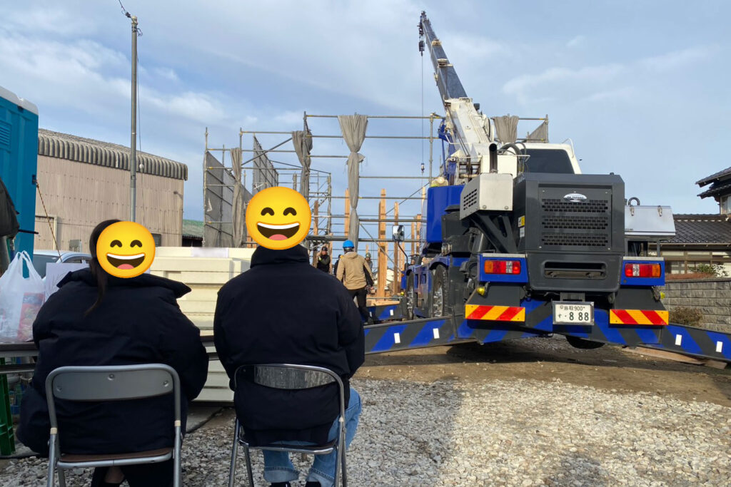 新築・注文住宅・リフォームなら鳥取県米子市の地元工務店、小田原工務店にお任せください。新築2階建て注文住宅のO様邸271、棟上げ中の写真。